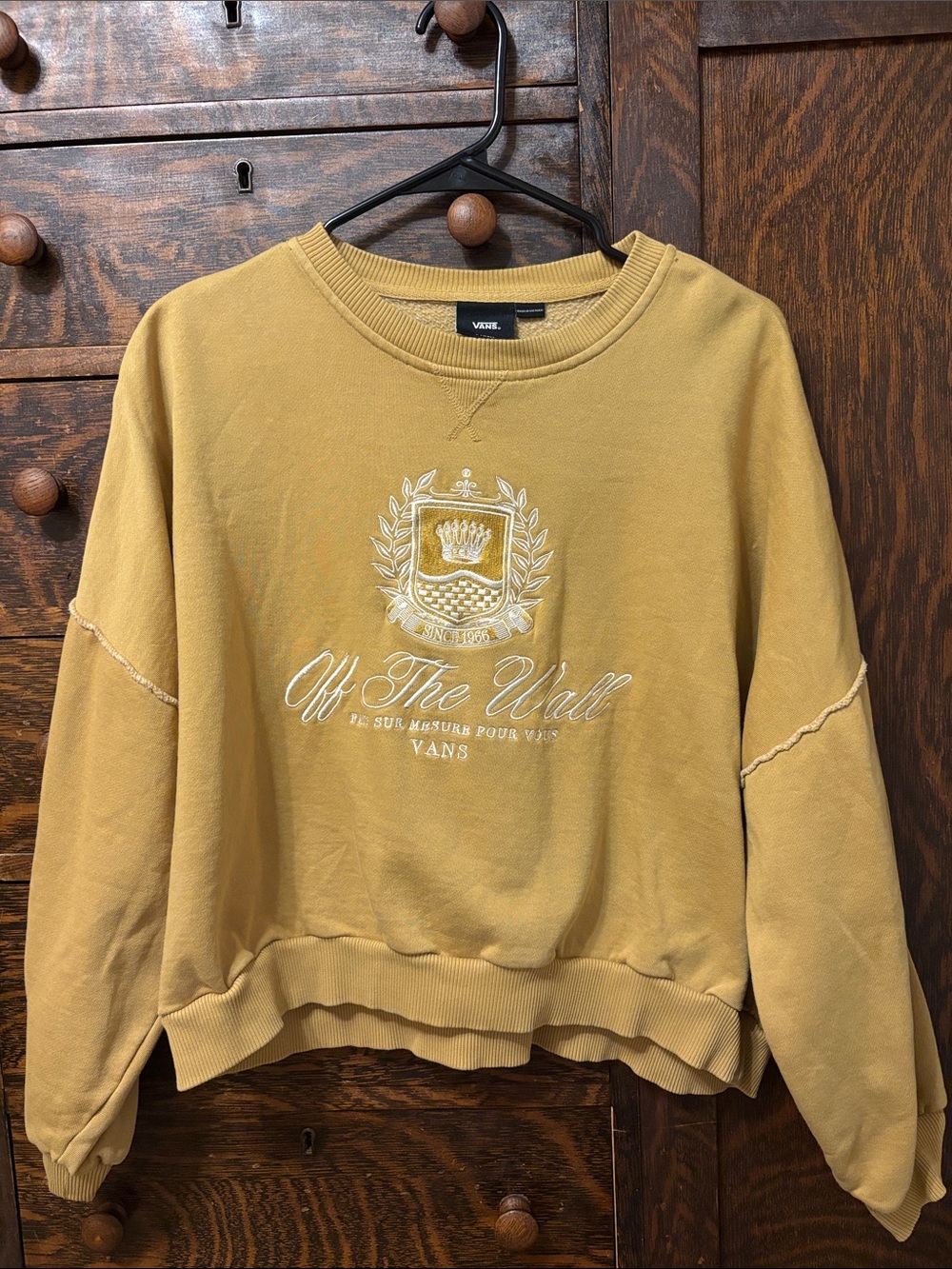 Vans Mustard Yellow Off The Wall Embroidered Crest Crewneck Sweatshirt